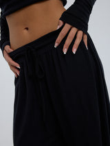 Seamless Basic Woolen Barbera | Merino wool Pants Black