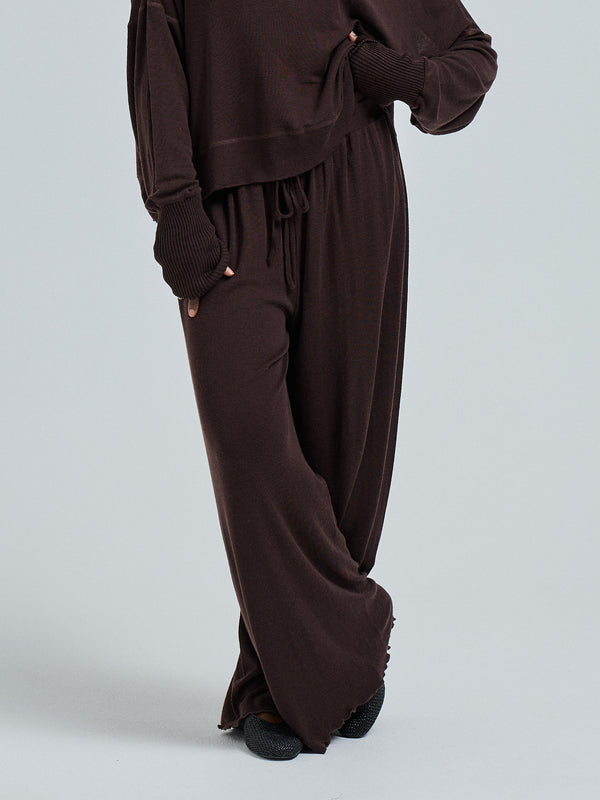 Seamless Basic Woolen Barbera | Merino wool Pants Dark Brown