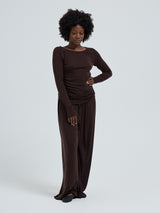 Seamless Basic Woolen Barbera | Merino wool Pants Dark Brown