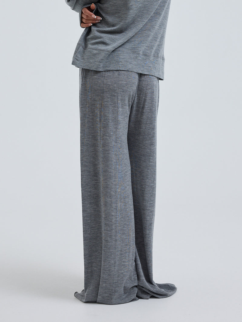 Seamless Basic Woolen Barbera | Merino wool Pants Grey Melange