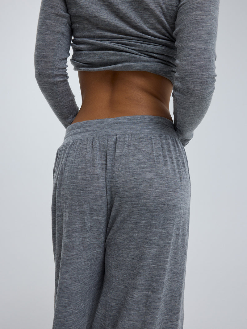 Seamless Basic Woolen Barbera | Merino wool Pants Grey Melange