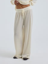 Seamless Basic Woolen Barbera | Merino wool Pants Off-White