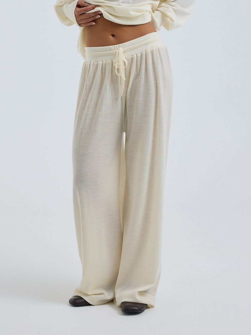Seamless Basic Woolen Barbera | Merino wool Pants Off-White