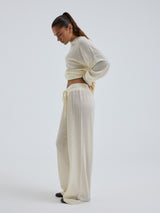 Seamless Basic Woolen Barbera | Merino wool Pants Off-White