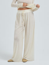 Seamless Basic Woolen Barbera | Merino wool Pants Off-White