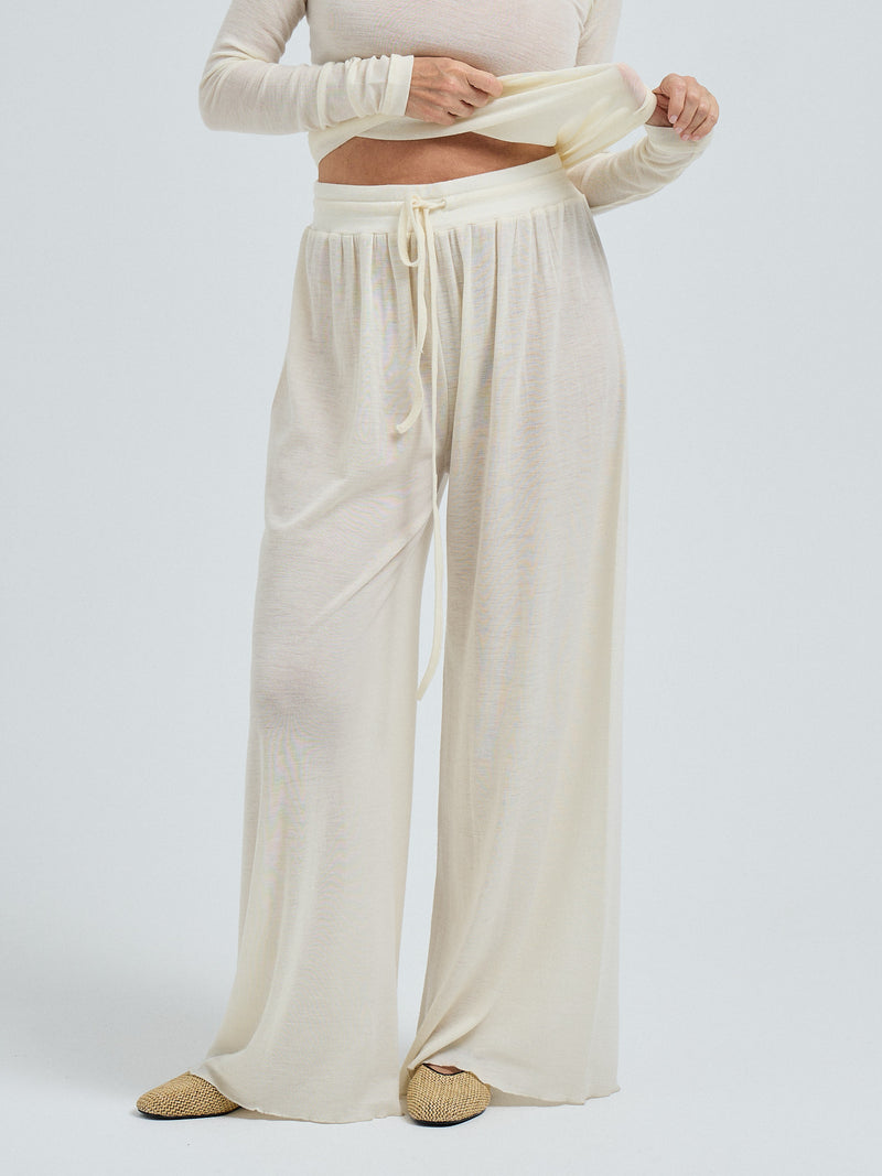 Seamless Basic Woolen Barbera | Merino wool Pants Off-White