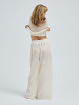 Seamless Basic Woolen Barbera | Merino wool Pants Off-White