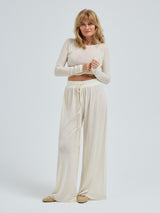 Seamless Basic Woolen Barbera | Merino wool Pants Off-White