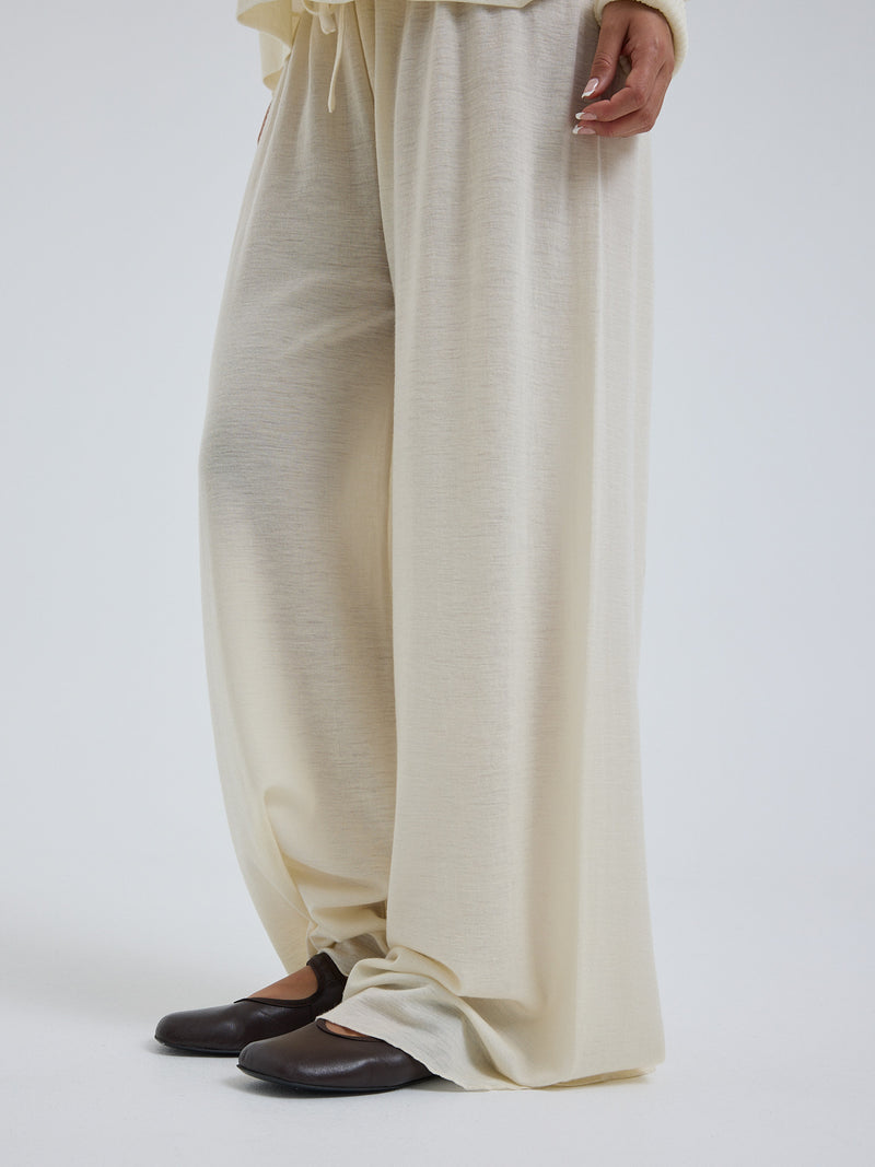 Seamless Basic Woolen Barbera | Merino wool Pants Off-White