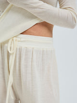Seamless Basic Woolen Barbera | Merino wool Pants Off-White