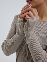 Seamless Basic Woolen Cardigan | Merino wool Cardigan Beige