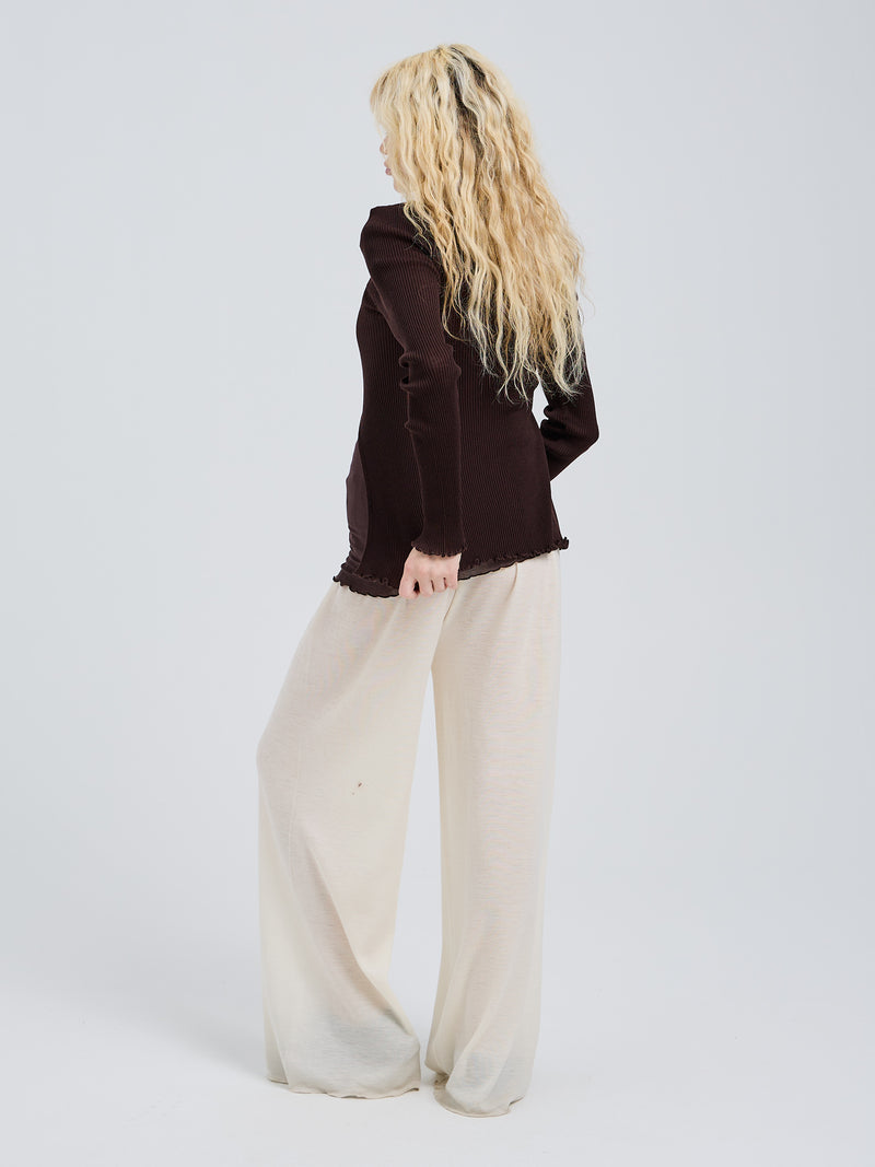 Seamless Basic Woolen Cardigan | Merino wool Cardigan Dark Brown