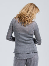 Seamless Basic Woolen Cardigan | Merino wool Cardigan Grey Melange