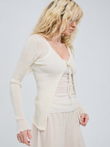 Seamless Basic Woolen Cardigan | Merino wool Cardigan Off-White