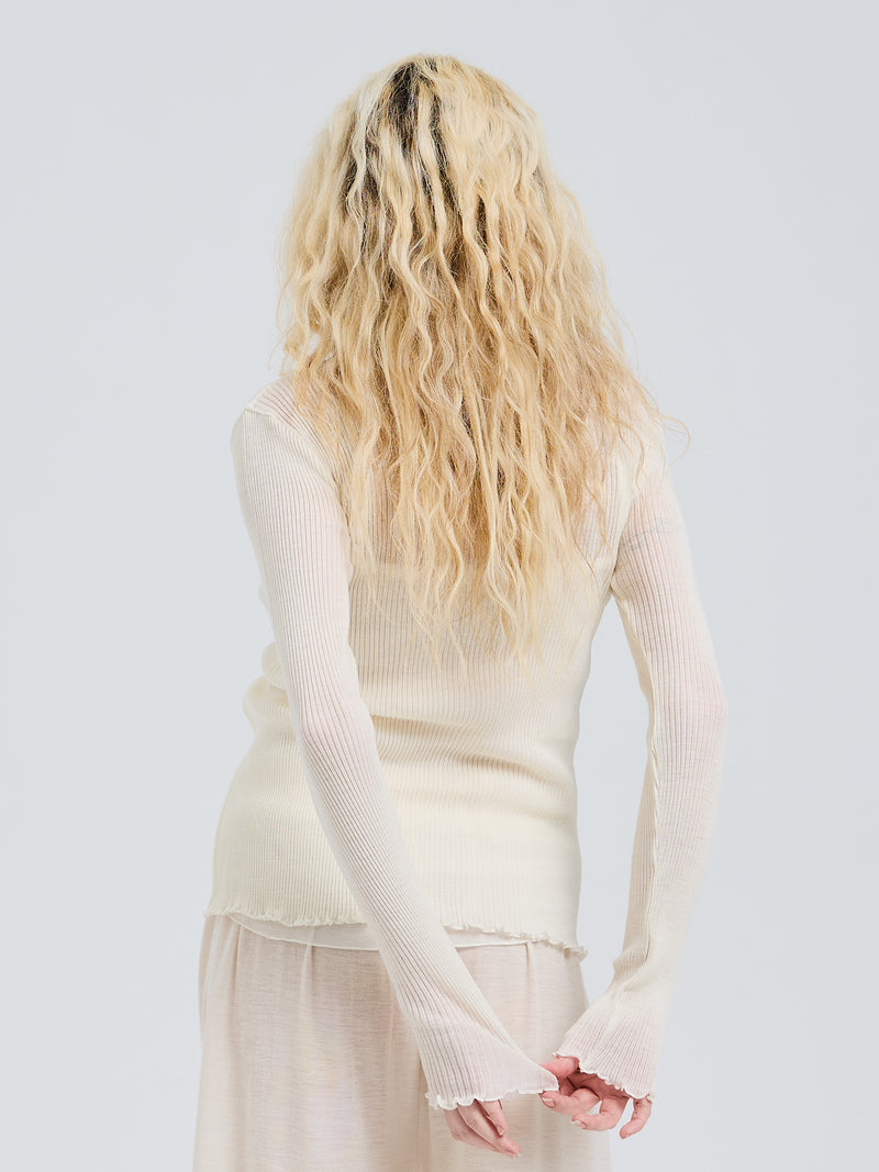 Seamless Basic Woolen Cardigan | Merino wool Cardigan Off-White