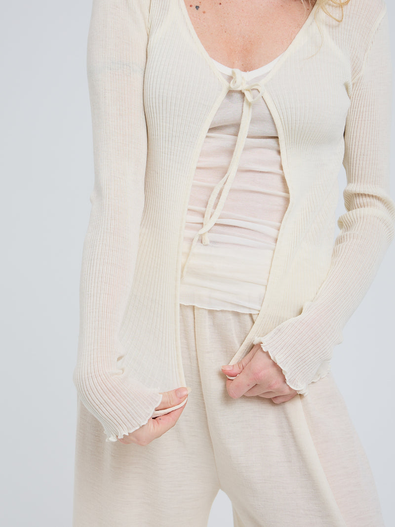 Seamless Basic Woolen Cardigan | Merino wool Cardigan Off-White