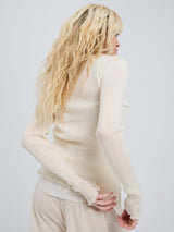 Seamless Basic Woolen Cardigan | Merino wool Cardigan Off-White