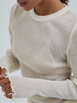 Seamless Basic Woolen Classic Blouse | Merino wool L/S T-Shirt Off-White