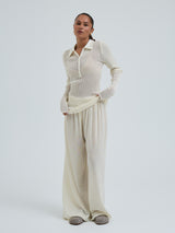 Seamless Basic Woolen Classic Polo | Merino wool L/S T-Shirt Off-White