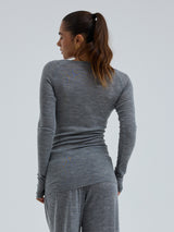 Seamless Basic Woolen Jade | Merino wool L/S T-Shirt Grey Melange