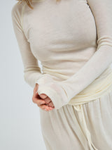 Seamless Basic Woolen Jade | Merino wool L/S T-Shirt Off-White