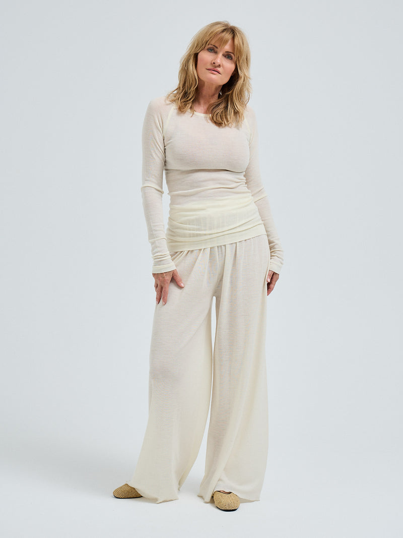 Seamless Basic Woolen Jade | Merino wool L/S T-Shirt Off-White