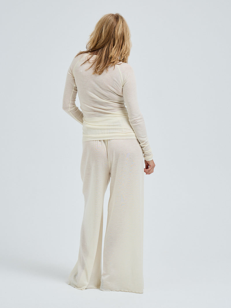 Seamless Basic Woolen Jade | Merino wool L/S T-Shirt Off-White