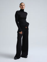 Seamless Basic Woolen Lola | Merino wool Roll Neck Black