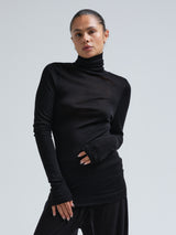 Seamless Basic Woolen Lola | Merino wool Roll Neck Black