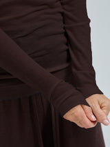 Seamless Basic Woolen Lola | Merino wool Roll Neck Dark Brown