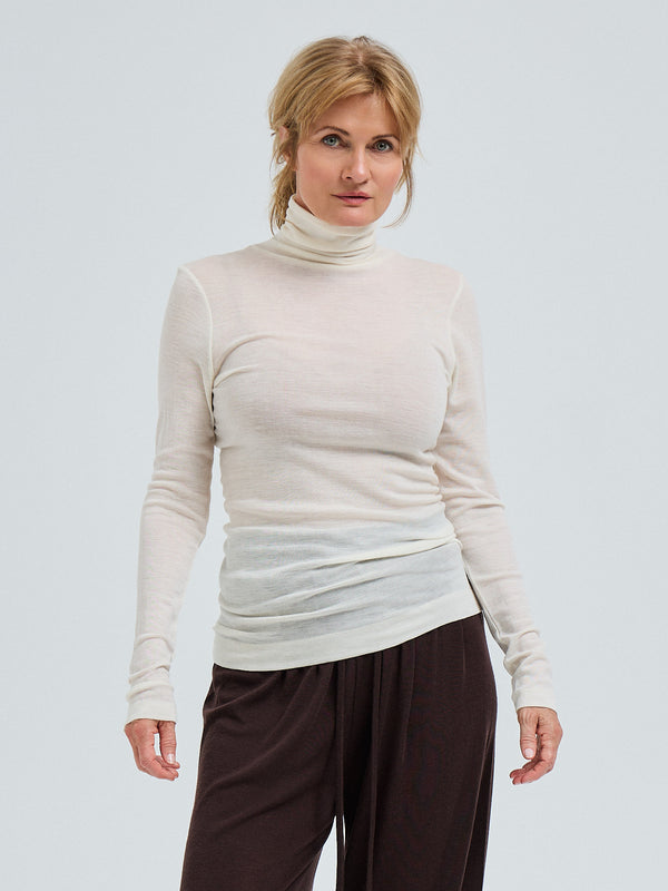 Seamless Basic Woolen Lola | Merino wool Roll Neck Off-White