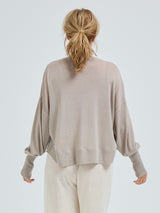 Seamless Basic Woolen Sporty Sweat | Merino wool Blouse Beige