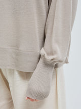 Seamless Basic Woolen Sporty Sweat | Merino wool Blouse Beige