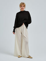 Seamless Basic Woolen Sporty Sweat | Merino wool Blouse Black