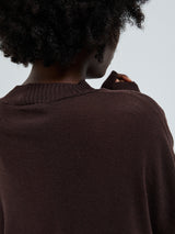 Seamless Basic Woolen Sporty Sweat | Merino wool Blouse Dark Brown