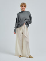 Seamless Basic Woolen Sporty Sweat | Merino wool Blouse Grey Melange