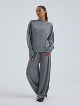 Seamless Basic Woolen Sporty Sweat | Merino wool Blouse Grey Melange