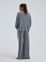 Seamless Basic Woolen Sporty Sweat | Merino wool Blouse Grey Melange