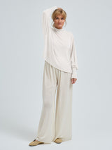 Seamless Basic Woolen Sporty Sweat | Merino wool Blouse Off-White
