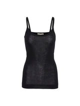 Seamless Basic Woolen Viola | Merino wool Strap Top Black