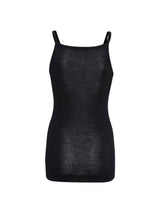 Seamless Basic Woolen Viola | Merino wool Strap Top Black
