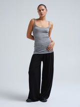 Seamless Basic Woolen Viola | Merino wool Strap Top Grey Melange