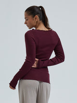 Seamless Basic Wooly Boat Neck | Wool Silk Blouse Vineyard