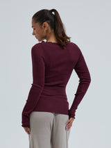 Seamless Basic Wooly Boat Neck | Wool Silk Blouse Vineyard
