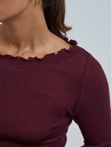 Seamless Basic Wooly Boat Neck | Wool Silk Blouse Vineyard