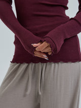 Seamless Basic Wooly Boat Neck | Wool Silk Blouse Vineyard