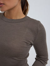 Seamless Basic Wooly Long Sleeve | Wool Silk Blouse Fungi