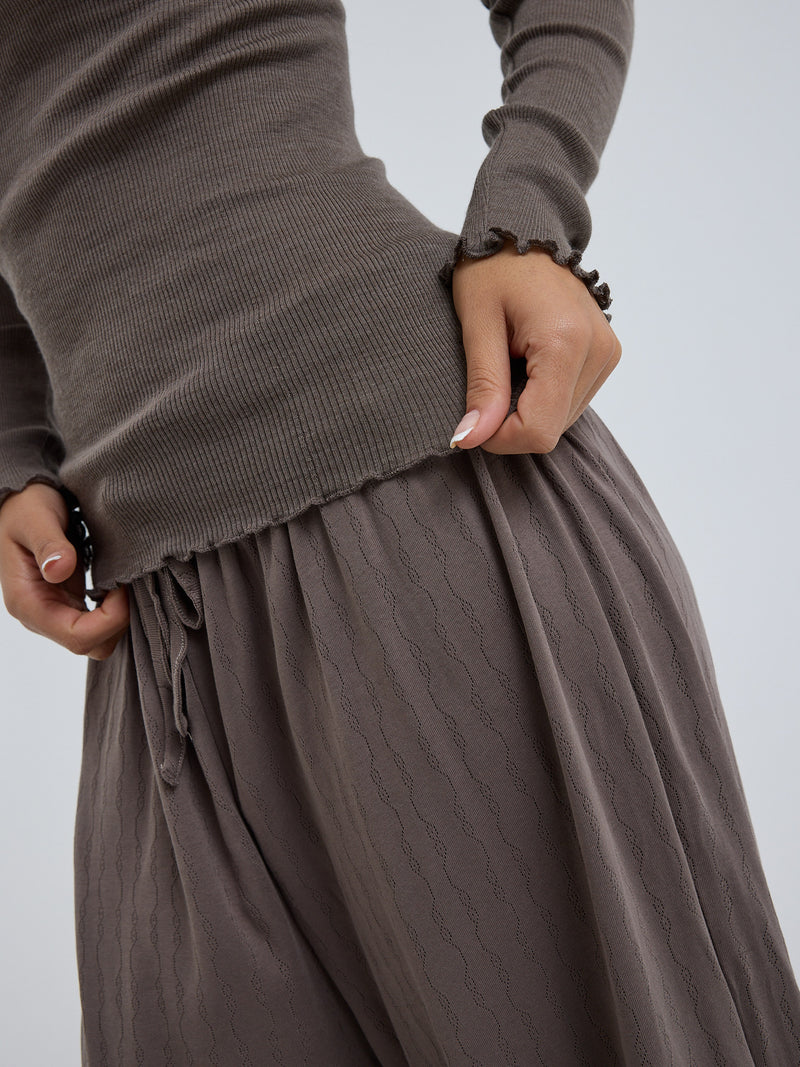 Seamless Basic Wooly Long Sleeve | Wool Silk Blouse Fungi