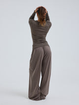 Seamless Basic Wooly Long Sleeve | Wool Silk Blouse Fungi