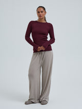 Seamless Basic Wooly Long Sleeve | Wool Silk Blouse Vineyard